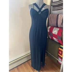 Size M//NWT Vintage 90s Black Evening Gown Cocktail Dress